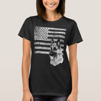 Patriotic German Shepherd USA Flag Dog Pe T-Shirt