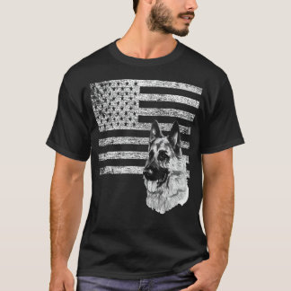 Patriotic German Shepherd USA Flag Dog Pe T-Shirt