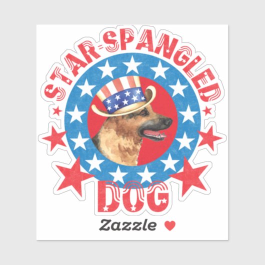 Patriotic German Shepherd Vinyl Sticker (Blatt)
