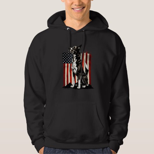 Patriotic German Shepherd With American Flag Hoodie (Vorderseite)