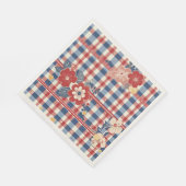Patriotic Gingham mit floralen Akzenten | Rot-Weiß Serviette (Ecke)