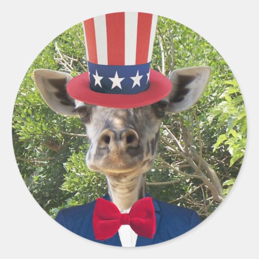 Patriotic Giraffe Stickers (Vorderseite)