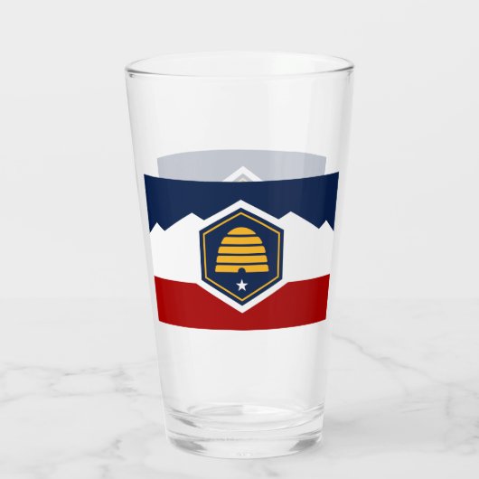 Patriotic glass cup with new flag of Utah, USA Glas (Rückseite)