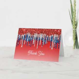 Patriotic Glitter Drip Americana  Dankeskarte