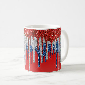 Patriotic Glitter Drip Americana  Kaffeetasse