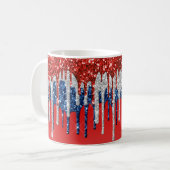 Patriotic Glitter Drip Americana Kaffeetasse (Vorderseite Links)