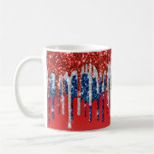 Patriotic Glitter Drip Americana  Kaffeetasse (Links)