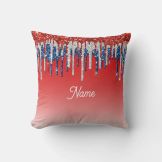 Patriotic Glitter Drip Americana  Kissen
