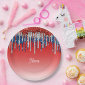 Patriotic Glitter Drip Americana  Pappteller (Party)