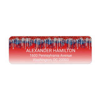 Patriotic Glitter Drip Americana Return Address