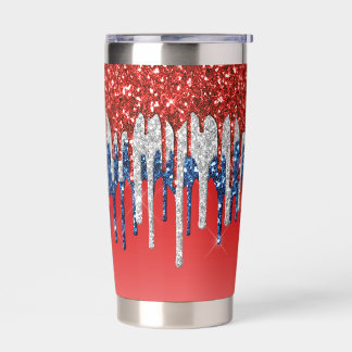 Patriotic Glitter Drip Americana Thermobecher