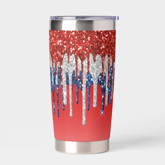 Patriotic Glitter Drip Americana  Thermobecher (Links)