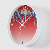 Patriotic Glitter Drip Americana Uhr (Winkel)