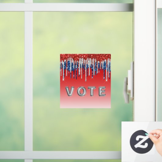 Patriotic Glitter Drip Americana Vote Fensteraufkleber (Zuhause)