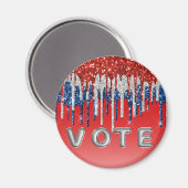 Patriotic Glitter Drip Americana Vote Magnet (Vorderseite/Rückseite)