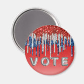 Patriotic Glitter Drip Americana Vote Magnet (Vorderseite/Rückseite)
