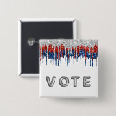 Patriotic Glitter Drip Border Vote Button (Vorne & Hinten)