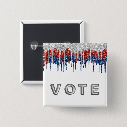 Patriotic Glitter Drip Border Vote Button (Vorne & Hinten)