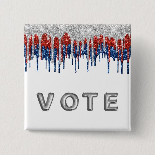 Patriotic Glitter Drip Border Vote Button (Vorderseite)