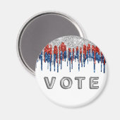 Patriotic Glitter Drip Border Vote Magnet (Vorderseite/Rückseite)