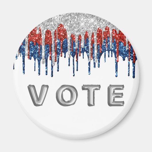 Patriotic Glitter Drip Border Vote Magnet (Vorne)