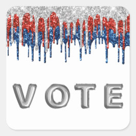 Patriotic Glitter Drip Border Vote Quadratischer Aufkleber