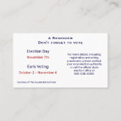 Patriotic Glitter Drip Border Vote Reminder Visitenkarte (Rückseite)