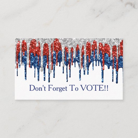 Patriotic Glitter Drip Border Vote Reminder Visitenkarte (Vorderseite)