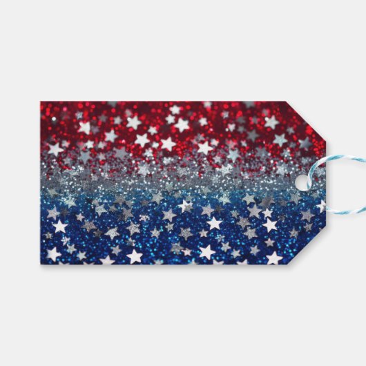 Patriotic Glitter Geschenkanhänger (Vorderseite (Horizontal))