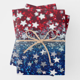 Patriotic Glitter Geschenkpapier Set