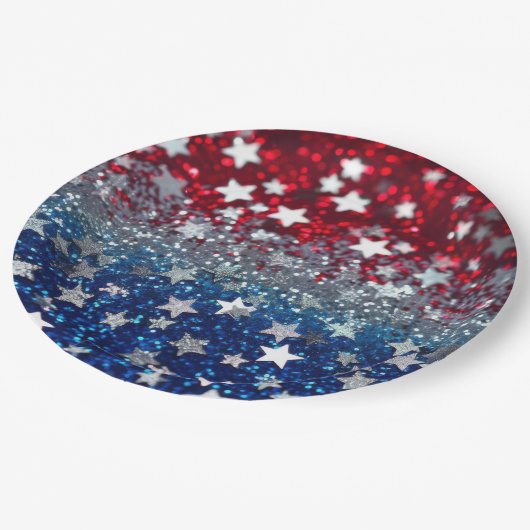 Patriotic Glitter Pappteller (Schrägansicht)