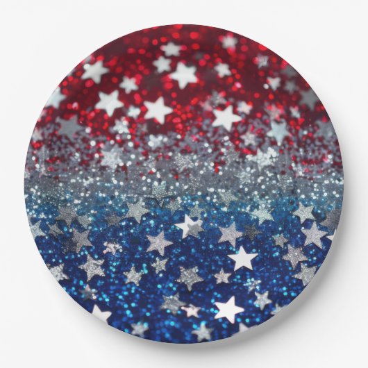 Patriotic Glitter Pappteller (Vorderseite)
