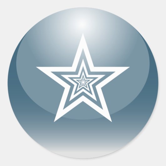 Patriotic Glossy Star Runder Aufkleber (Vorderseite)