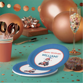 Patriotic Gnome Red Car 5th Birthday Pappteller