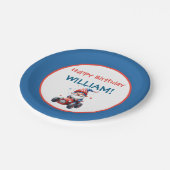 Patriotic Gnome Red Car 5th Birthday Pappteller (Schrägansicht)