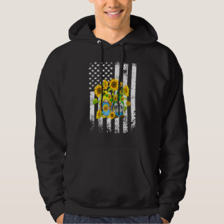 Patriotic Gnome Sunflower Vintage Flag 4th Of July Hoodie