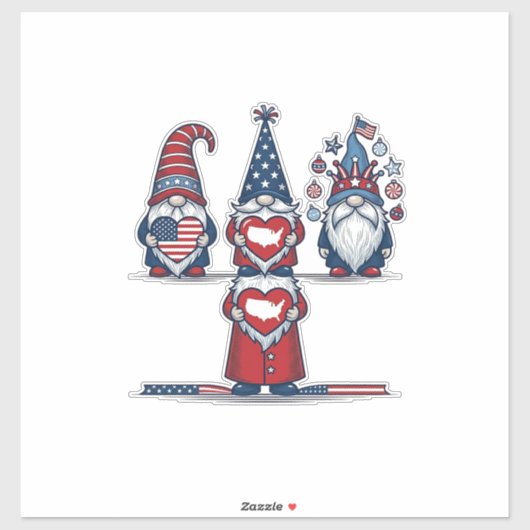 Patriotic Gnome Trio Vintage Vector Design_1 Aufkleber (Blatt)