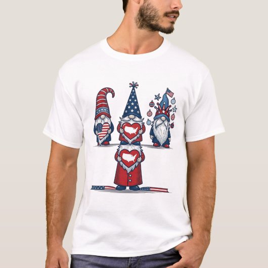 Patriotic Gnome Trio Vintage Vector Design_1 T-Shirt (Vorderseite)
