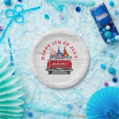 Patriotic Gnome Vintag Red Truck 4. Juli Pappteller (Party)