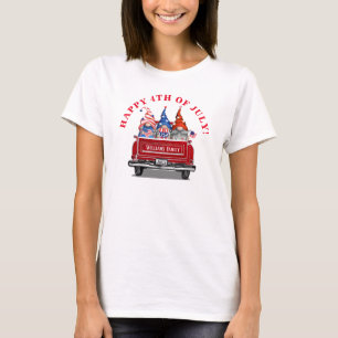 Patriotic Gnome Vintag Red Truck 4. Juli T-Shirt