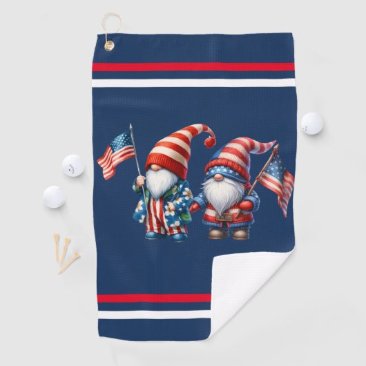 Patriotic Gnomes Golf Towel Golfhandtuch (Insitu)