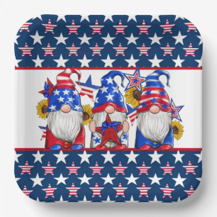 Patriotic Gnomes Paper Dinner Pappteller