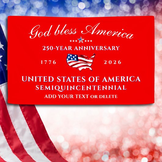 Patriotic God Bless America 250 Semiquincentennial Banner