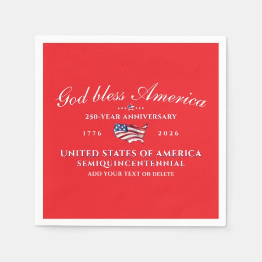 Patriotic God Bless America 250 Semiquincentennial Serviette (Vorderseite)