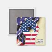 Patriotic GOD BLESS AMERICA Flag Magnet (Vorderseite/Rückseite)