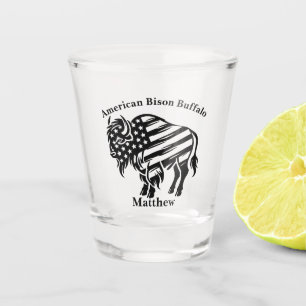 Patriotic Gold Bison Design Schnapsglas