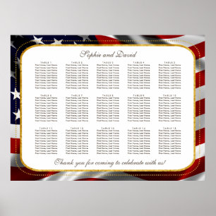 Patriotic Gold Foil USA Flag Wedding Chart Poster