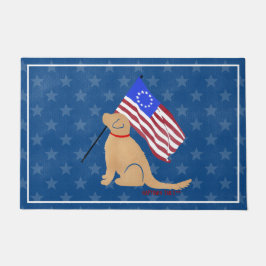 Patriotic Golden Dog American Flag Doormat Fußmatte