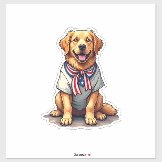 Patriotic Golden Dog Vintage Engraving Shirt 2 Aufkleber (Blatt)