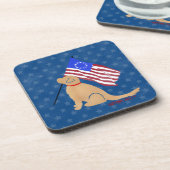 Patriotic Golden Retriever American Untersetzer Se (Linke Seite)